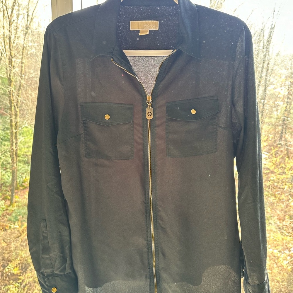 Black Sheer Woman's Michael Kors Zip up Top size L
